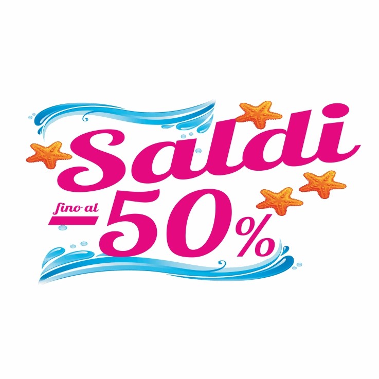 Adesivo Saldi Estivi con onde e stelle marine