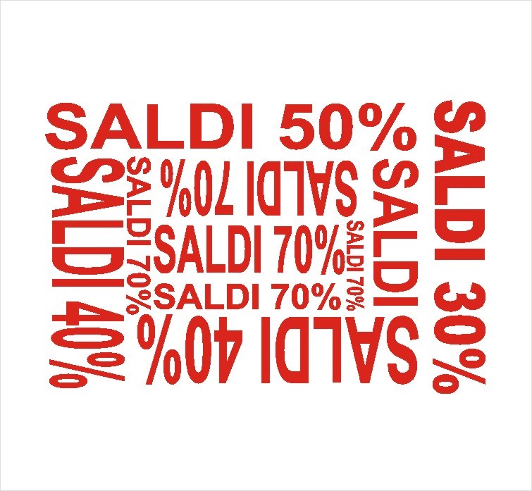 Sticker Adesivo Saldi con Percentuali che si ripetono