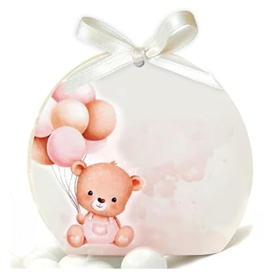 30 Scatoline Portaconfetti + 30 Nastrini - STAMPA INCLUSA - Orsetto ballon Girl