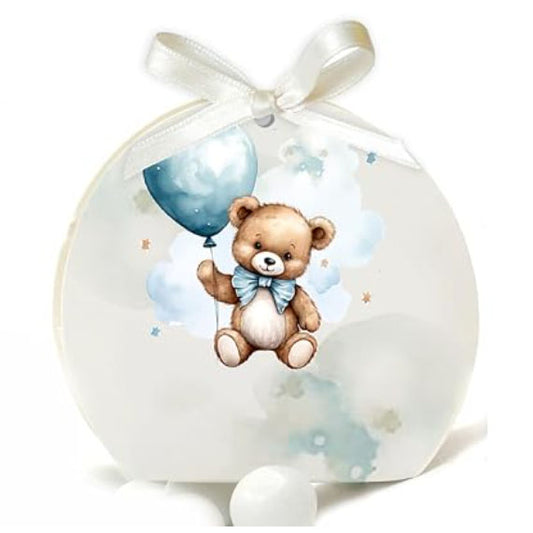 30 Scatoline Portaconfetti + 30 Nastrini - STAMPA INCLUSA - Orsetto Baby Boy