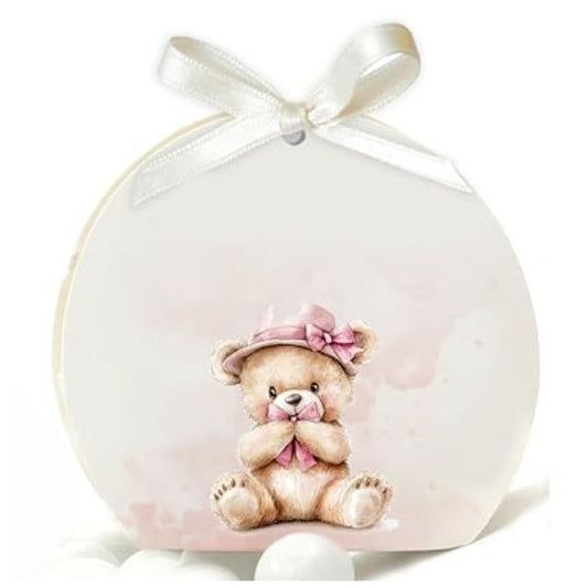 30 Scatoline Portaconfetti + 30 Nastrini - STAMPA INCLUSA - Orsetto Baby Girl