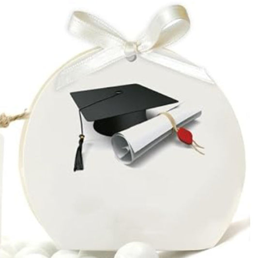 30 Scatoline Portaconfetti LAUREA + 30 Nastrini - STAMPA INCLUSA - Cappello