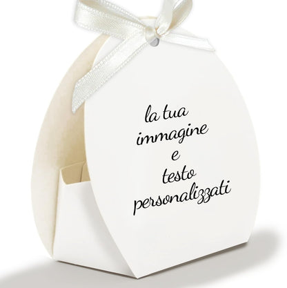 30 Scatoline Portaconfetti MATRIMONIO + 30 Nastrini - STAMPA INCLUSA - FOTO E TESTO