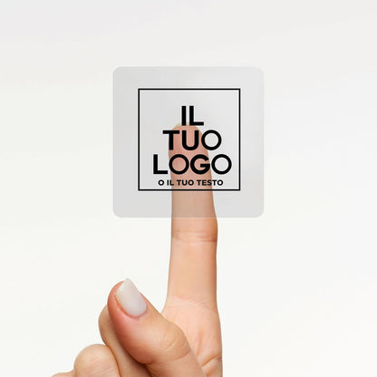 50 Adesivi Trasparenti QUADRATI Personalizzati