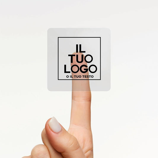 50 Adesivi Trasparenti QUADRATI Personalizzati