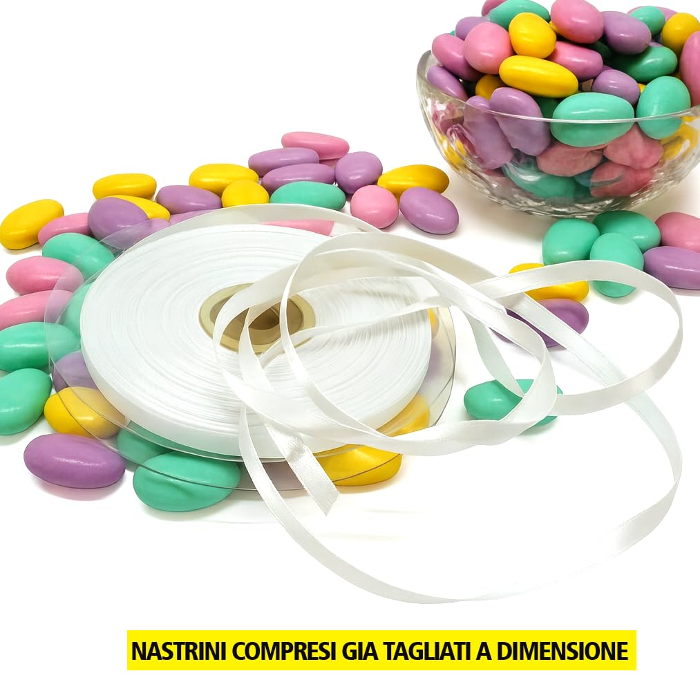 30 Scatoline Portaconfetti MATRIMONIO + 30 Nastrini - STAMPA INCLUSA - FEDI CUSCINO