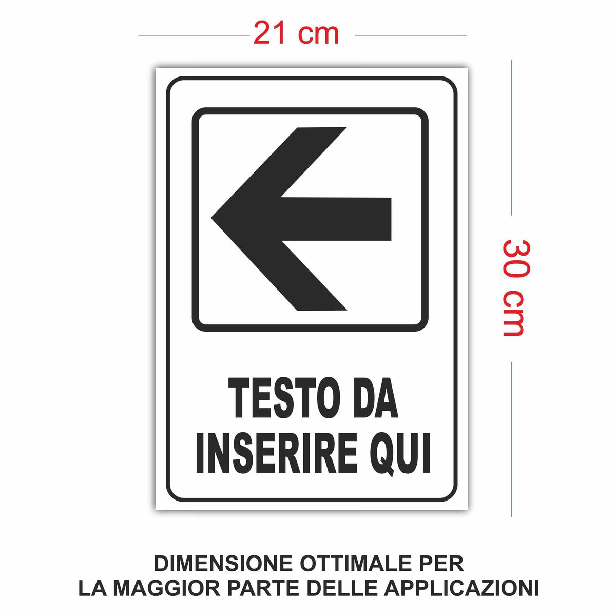 Cartello Freccia Sinistra personalizzato 20x30 cm