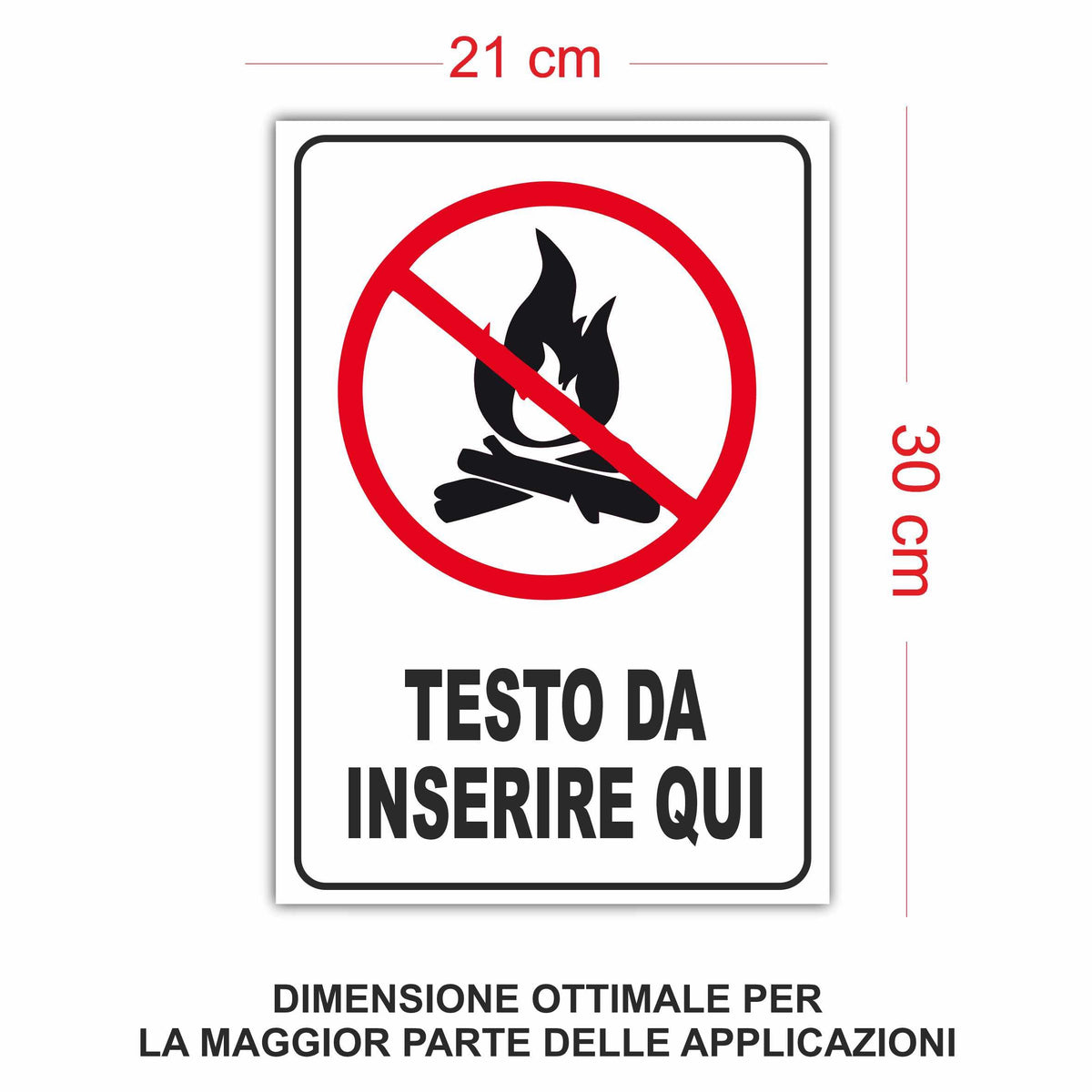 Cartello Divieto di Fiamme Libere personalizzato 20x30 cm