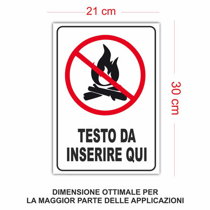 Cartello Divieto di Fiamme Libere personalizzato 20x30 cm