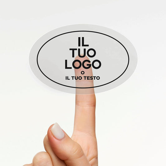 50 Adesivi Trasparenti OVALI Personalizzati