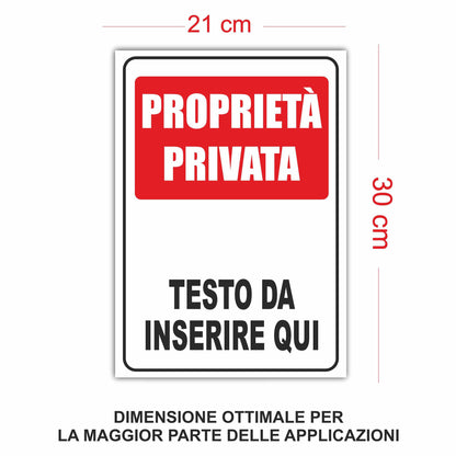 Cartello Proprietà Privata personalizzato 20x30 cm
