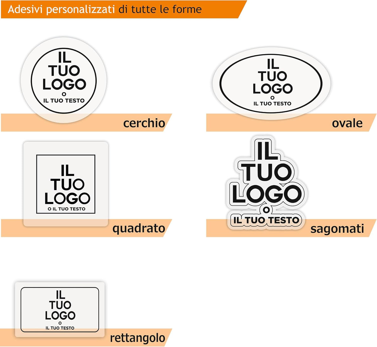 50 Adesivi Trasparenti SAGOMATI Personalizzati