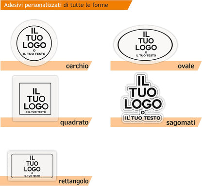 50 Adesivi Trasparenti SAGOMATI Personalizzati