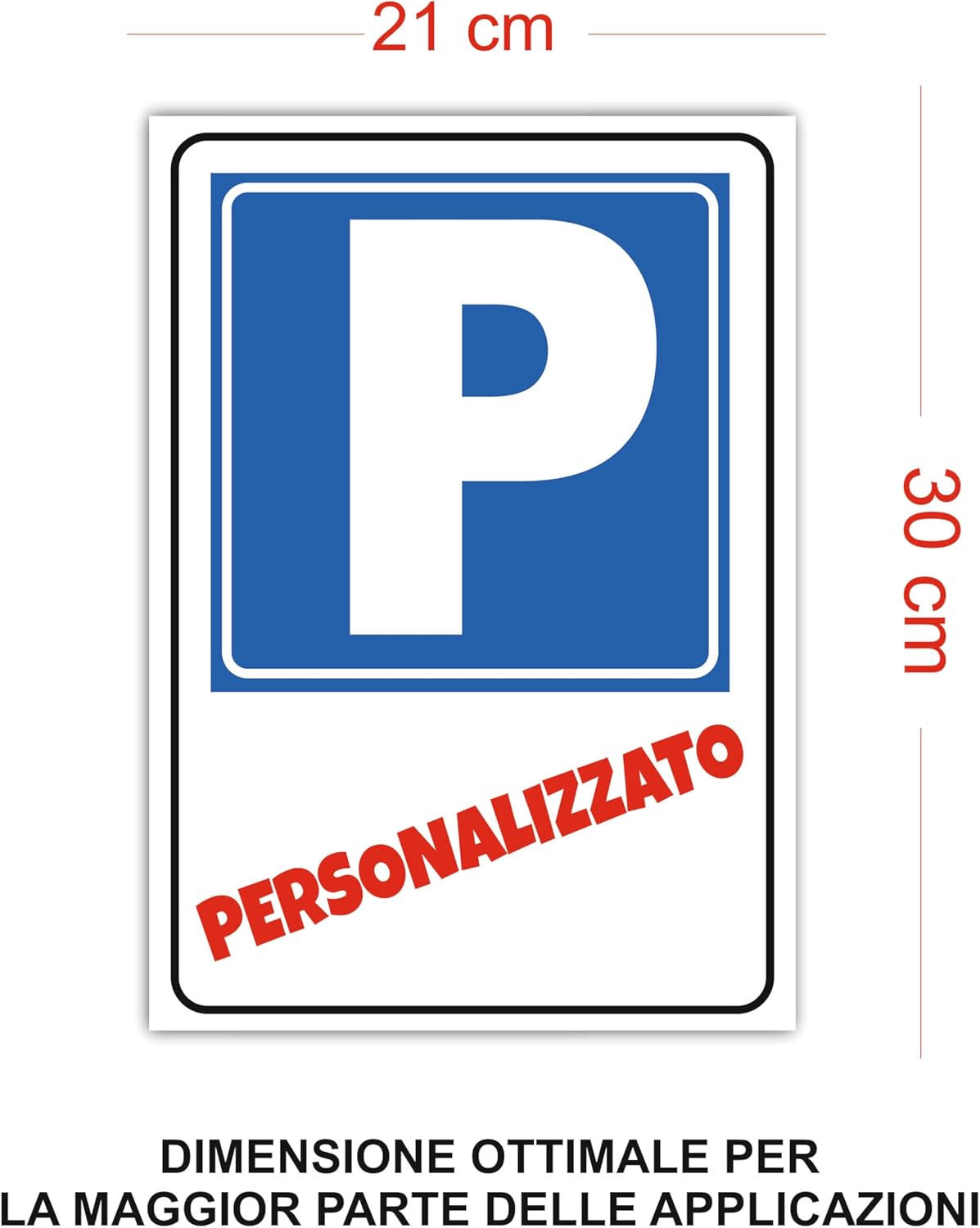 Cartello Parcheggio Personalizzato, 30x21 cm, Testo Personalizzabile