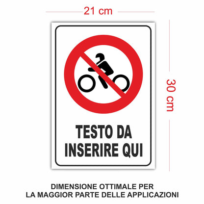 Cartello Divieto di Cicli e Motocicli personalizzato 20x30 cm