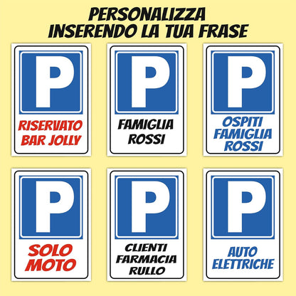 Cartello Parcheggio Personalizzato, 30x21 cm, Testo Personalizzabile