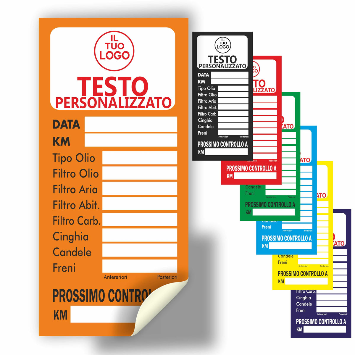 Etichette Adesive Tagliando Auto Personalizzate con Logo – 100 pz 5x10 cm