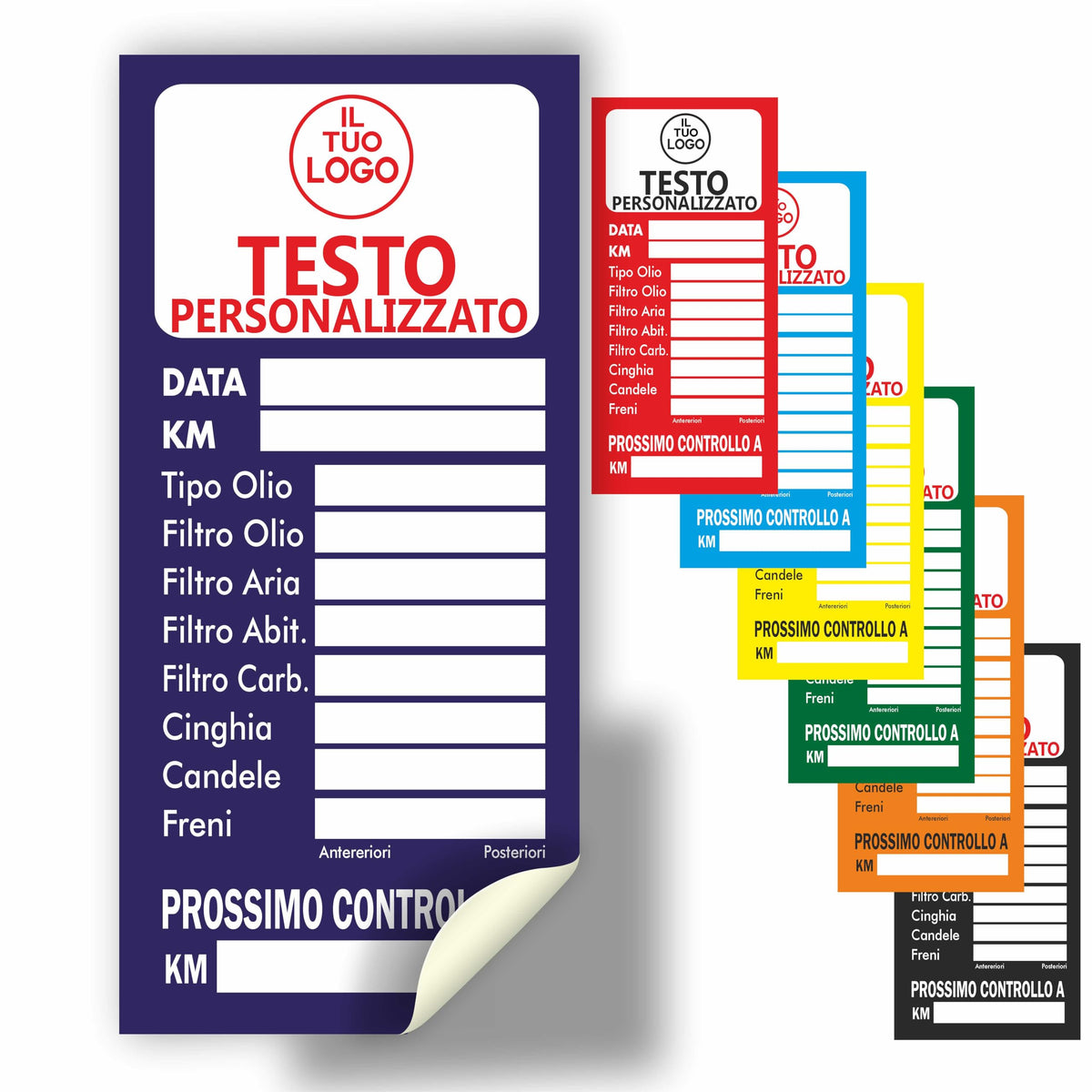 Etichette Adesive Tagliando Auto Personalizzate con Logo – 100 pz 5x10 cm