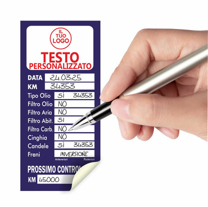 Etichette Adesive Tagliando Auto Personalizzate con Logo – 100 pz 5x10 cm