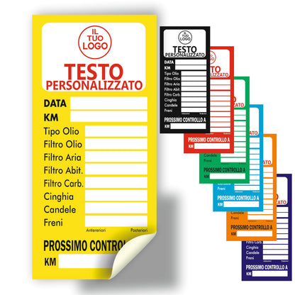 Etichette Adesive Tagliando Auto Personalizzate con Logo – 100 pz 5x10 cm