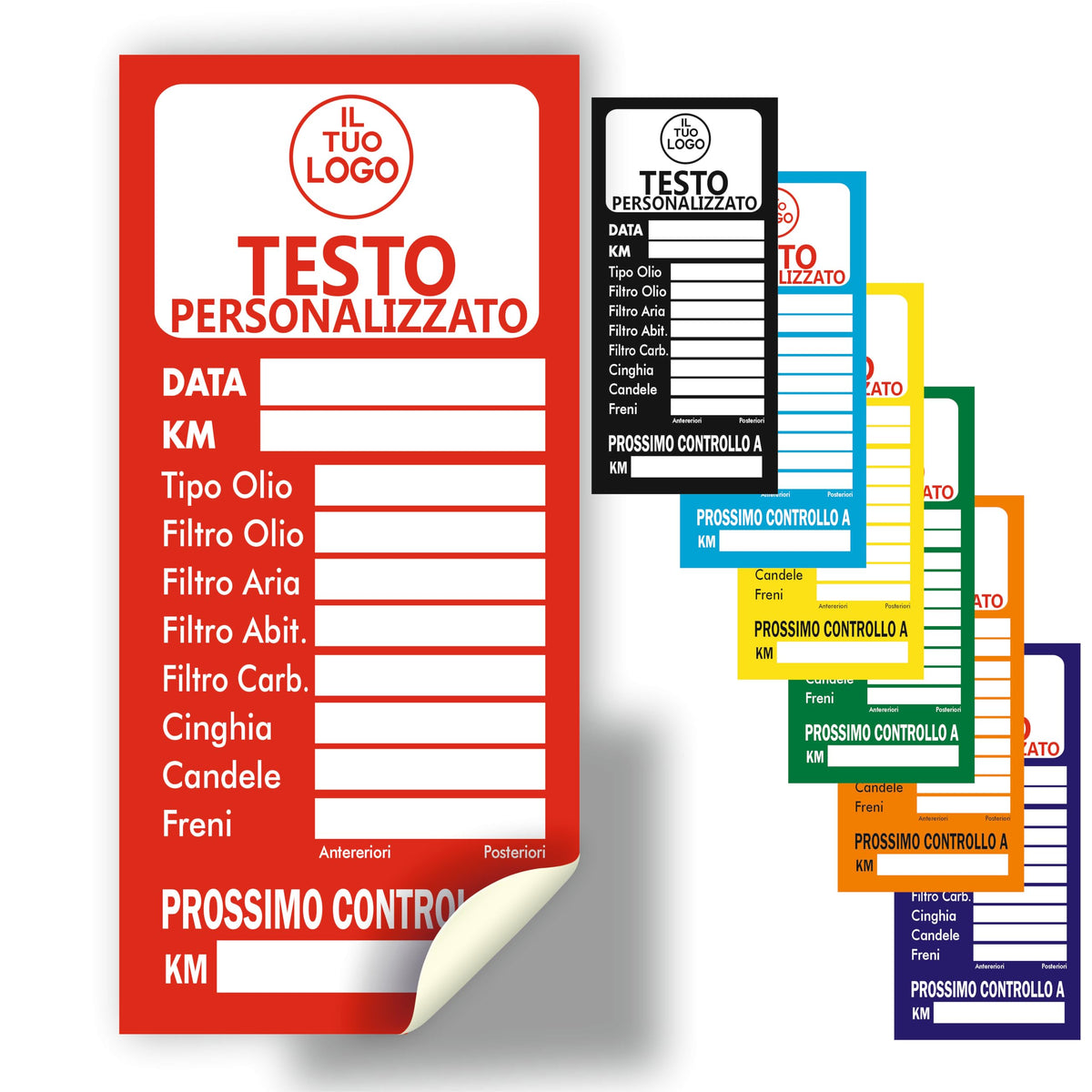 Etichette Adesive Tagliando Auto Personalizzate con Logo – 100 pz 5x10 cm
