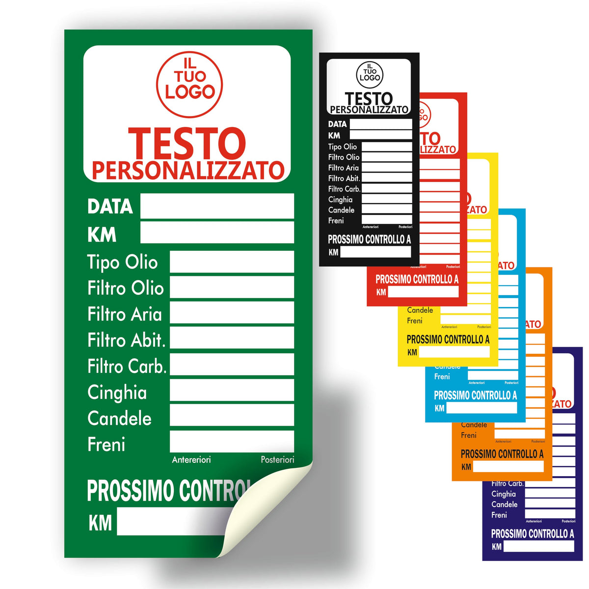 Etichette Adesive Tagliando Auto Personalizzate con Logo – 100 pz 5x10 cm